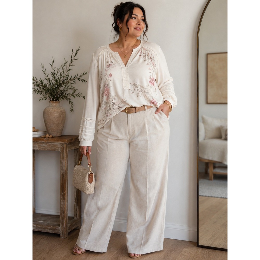 Kate & Sam Floral Embroidered Blouse Top XXL Cottage Boho Romantic Coastal